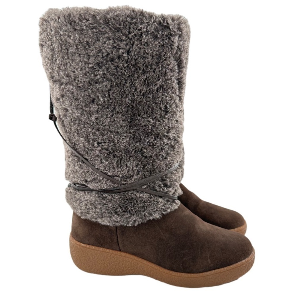 Oscar sport Giada faux fur boots size 37 brown Apres suede ski resort pull on